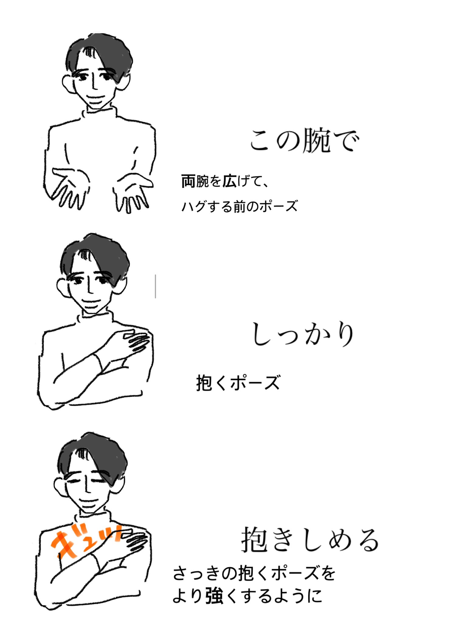 טוויטר ぱぷこ בטוויטר ここわたしが好きなポイント 手話の中で 程度を表す言葉は訳さずに表現で済ませることが多いです この場合 しっかり という言葉は訳さずに 後に強く抱きしめる 表現をすることで しっかり 強く 抱きしめる という訳に わたしは