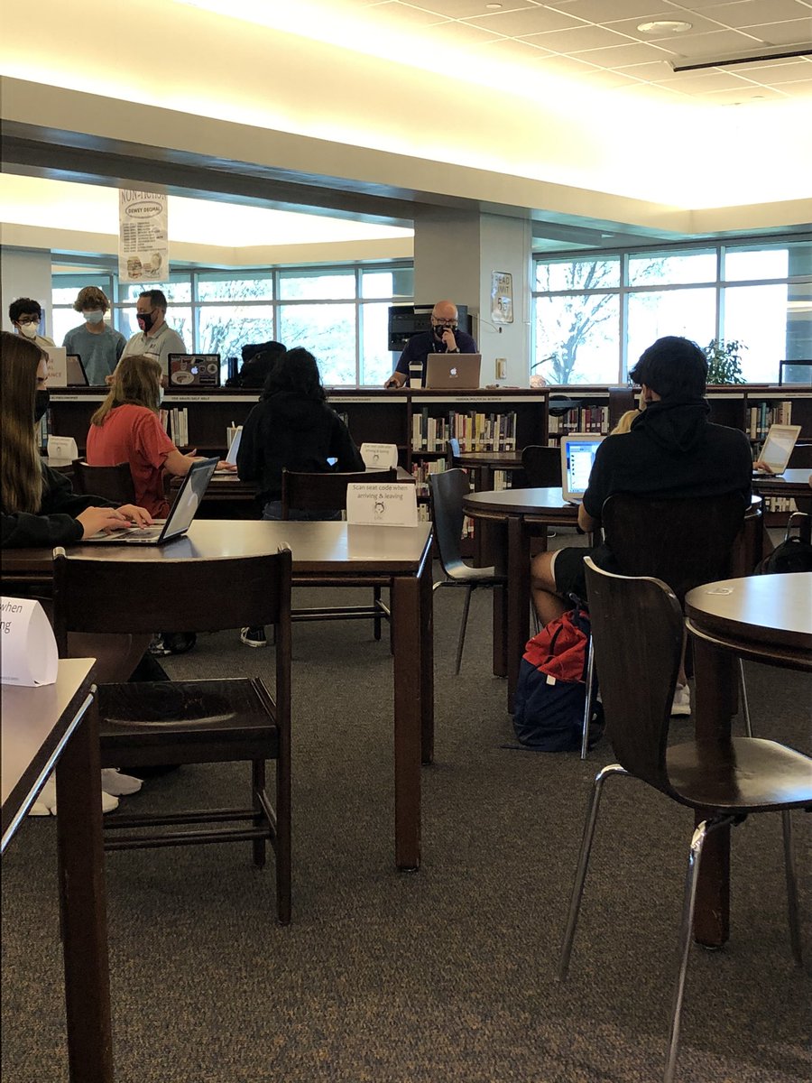 <a href="/BVNWMrOdle/">Mr. Odle</a> teaching Adobe Spark to Ohlde’s geography students while our para, Mrs Oakes checks out new novel sets to 2 ELA classes.  And Mrs McCabe <a href="/bvnwlibrary/">Librarian</a> switches out laptops for students and answers LibChat questions. Happy Tuesday!