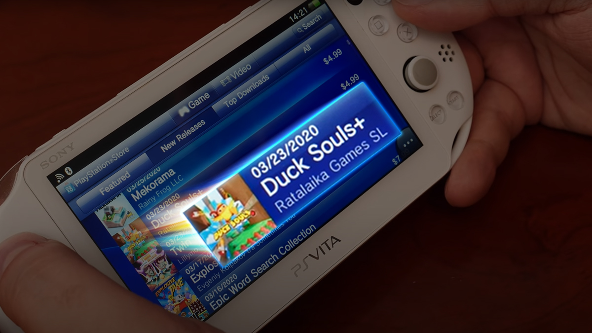 BonzerKitten's tweet photo. I (@BonzerKitten) was watching a video from @ModernVintageG when I suddenly realized he owns a copy of a game I made! It was such a cool surprise to see it in his PS Vita library. Thanks for the support, Dimitris! I'm a big fan of yours. 🎮👊

#PSVita | #DuckSouls https://t.co/VjiHVHuLv0