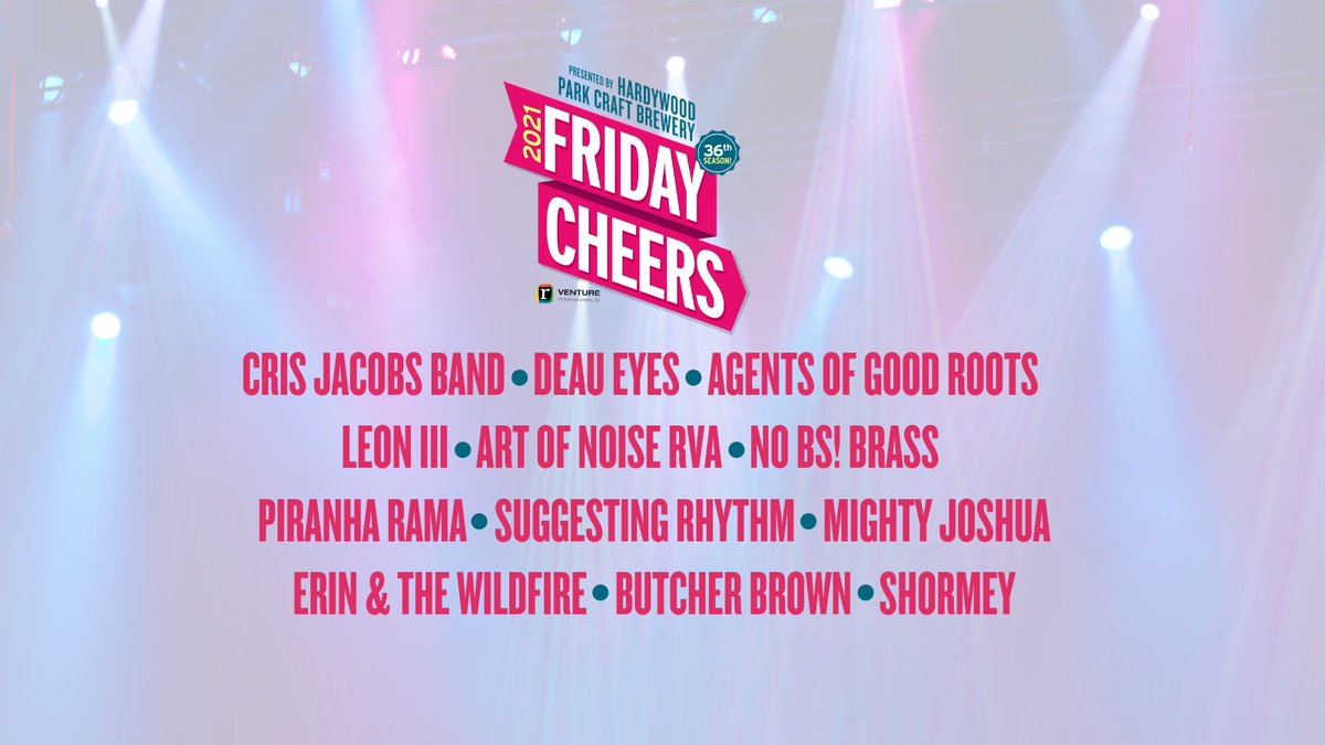 FridayCheers's tweet photo. Have you seen the 2021 @FridayCheers line-up yet?
Grab your tickets today at: https://t.co/Hu3qVo9w0v
A special thanks to our presenting sponsor, @Hardywood! https://t.co/1wNRrTxsE9