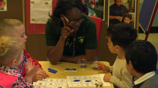 By using multiple representations of the numbers 1 through 4, this game focuses children on the attribute of quantity of small sets and helps them build a more robust NUMBER SENSE. With a downloadable, printable card set! earlymath.erikson.edu/match-em-all-d… 
#kinderchat