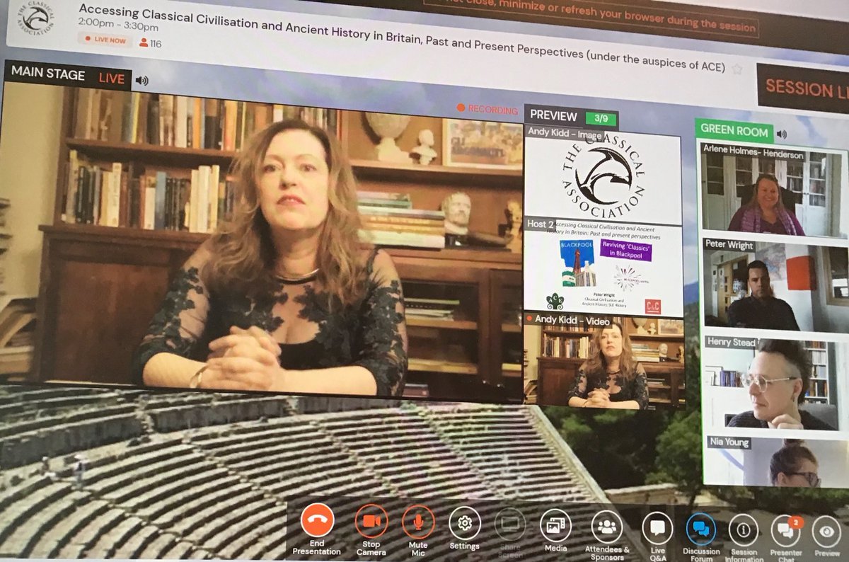 ClassCivAncHist's tweet photo. @edithmayhall @drarlenehh @henrystead &amp; @alcibiadesisace presented at @caonline2021 this afternoon. 

We shared #research from @ClassicsandClas &amp; #ACE re: access to #Classics #education in Britain. Thank you to @AHRCpress @ahrcpolicy @bigfaceart @speakeasyuk &amp; @classical_assoc. https://t.co/WKn7MiOhsA