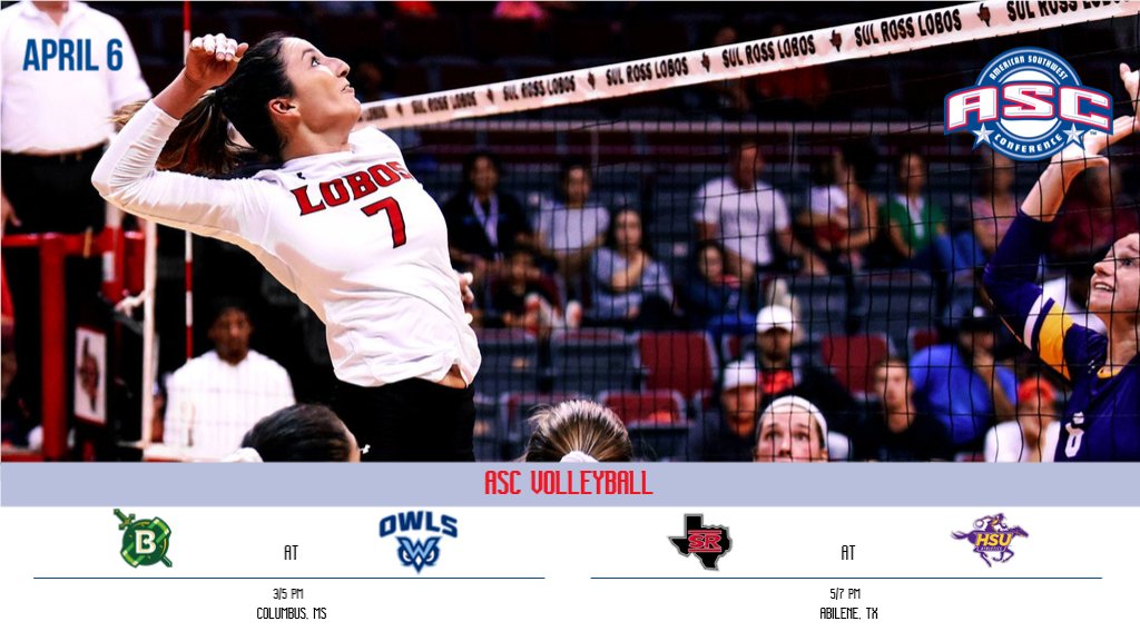 VB | <a href="/sul_sports/">Sul Ross Sports</a> plays at <a href="/HSUAthletics/">HSU Athletics</a> and @belhavenblazers travels to MUW for the final ASC Volleyball regular season matches of the season. Follow live at ascsports.org/scoreboard/ #ASCvb #d3vb