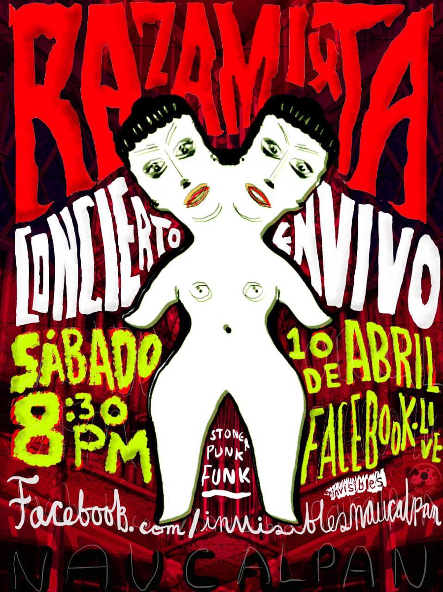 Este sábado 8:30pm, en vivo por Facebook live de Los Invisibles. Estrenaremos rolas y habrá invitadas especiales. 🤘🏽🎸Yeeeeaaa 🥁🪘☮️