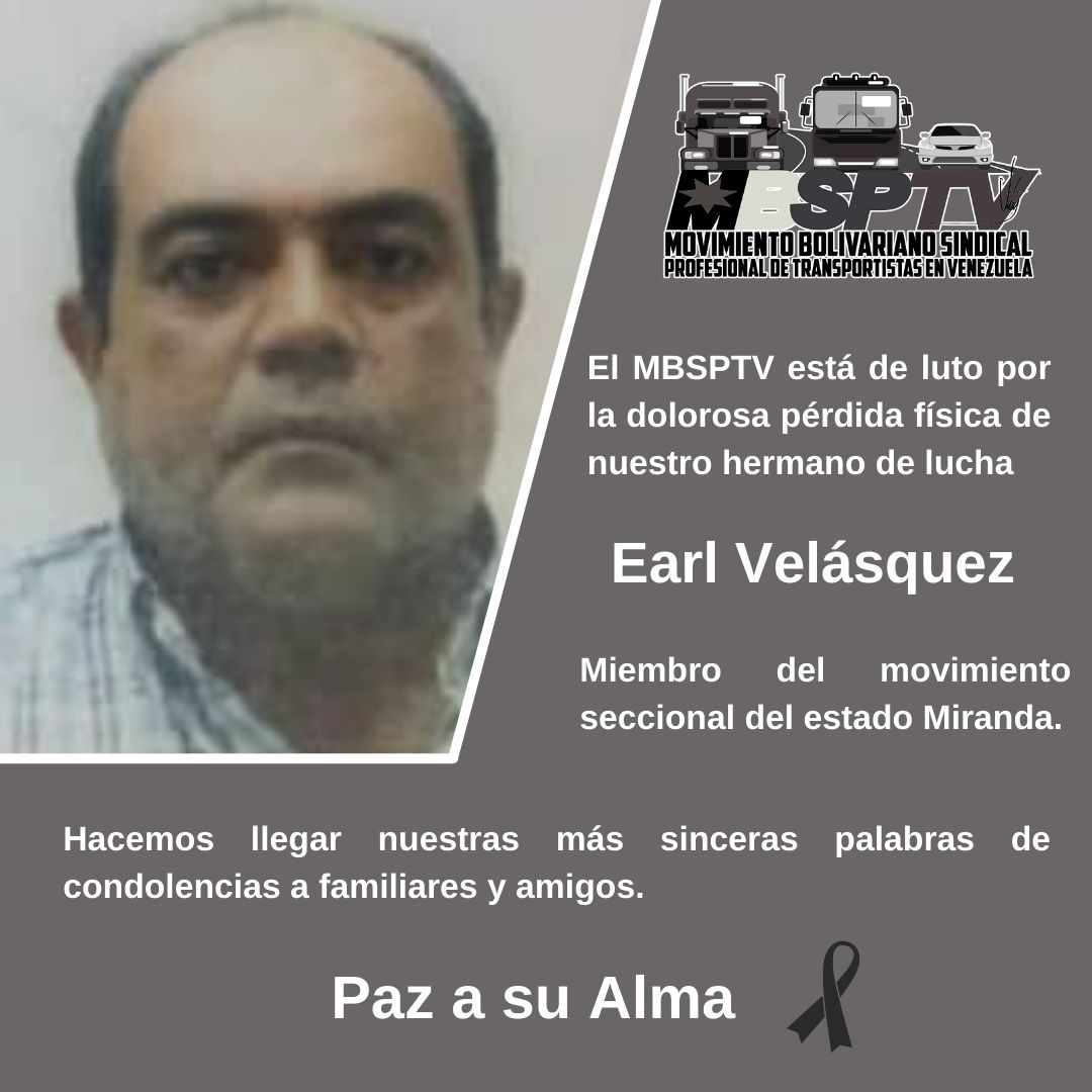 OficialMbsptv's tweet photo. Desde el #MBSPTV nos unimos al duelo por la pérdida de nuestro amigo y compañero Earl Velásquez, miembro del Movimiento de la Seccional del estado Miranda.
¡Paz a tu alma!

#6Abril #CuidémonosDelVirus https://t.co/eiFIY4F105