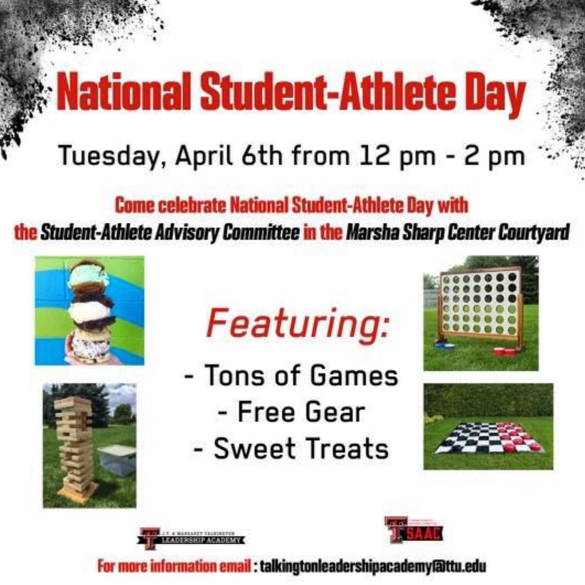 TexasTechSAAC's tweet image. HAPPY NATIONAL STUDENT-ATHLETE DAY‼️

TODAY we will honor the student-athletes that have succeed in the classroom as well as on the field. We truly appreciate all the grinding and dedication you all have shown us as Red Raiders! #nationalstudentathleteday 

SEE YALL THERE!