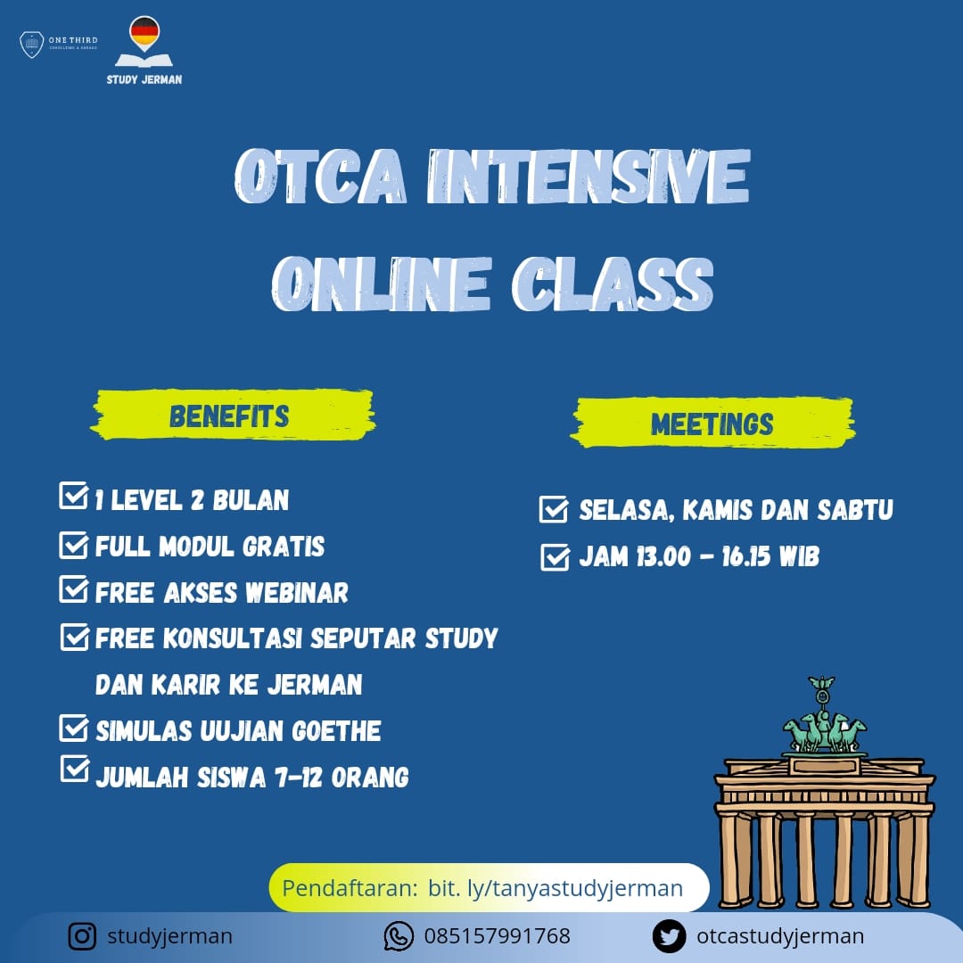 otcastudyjerman's tweet photo. Masih galau pilih tempat les bahasa jerman dimana? Hm, OTCA bisa jadi pilihan tepat untuk kamu. Apalagi belajarnya ngga perlu keluar rumah alias daring jadi aman, eits ngga cuma itu kamu jg bakal dapet banyak benefit lho. 
Penasaran? Yuk DM mimin atau klik link di bio yah 😍✨ https://t.co/mZcyVNxXrP