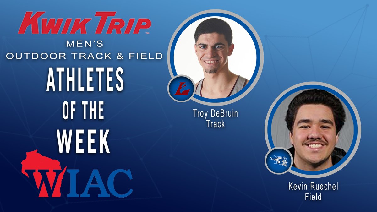 wiacsports's tweet photo. #WIACTF | @UWLAthletics DeBruin and @stoutbluedevils Ruechel Selected Men's Athletes of the Week: https://t.co/U5Z71sEwAB
#d3tf https://t.co/7hrcr59QsU