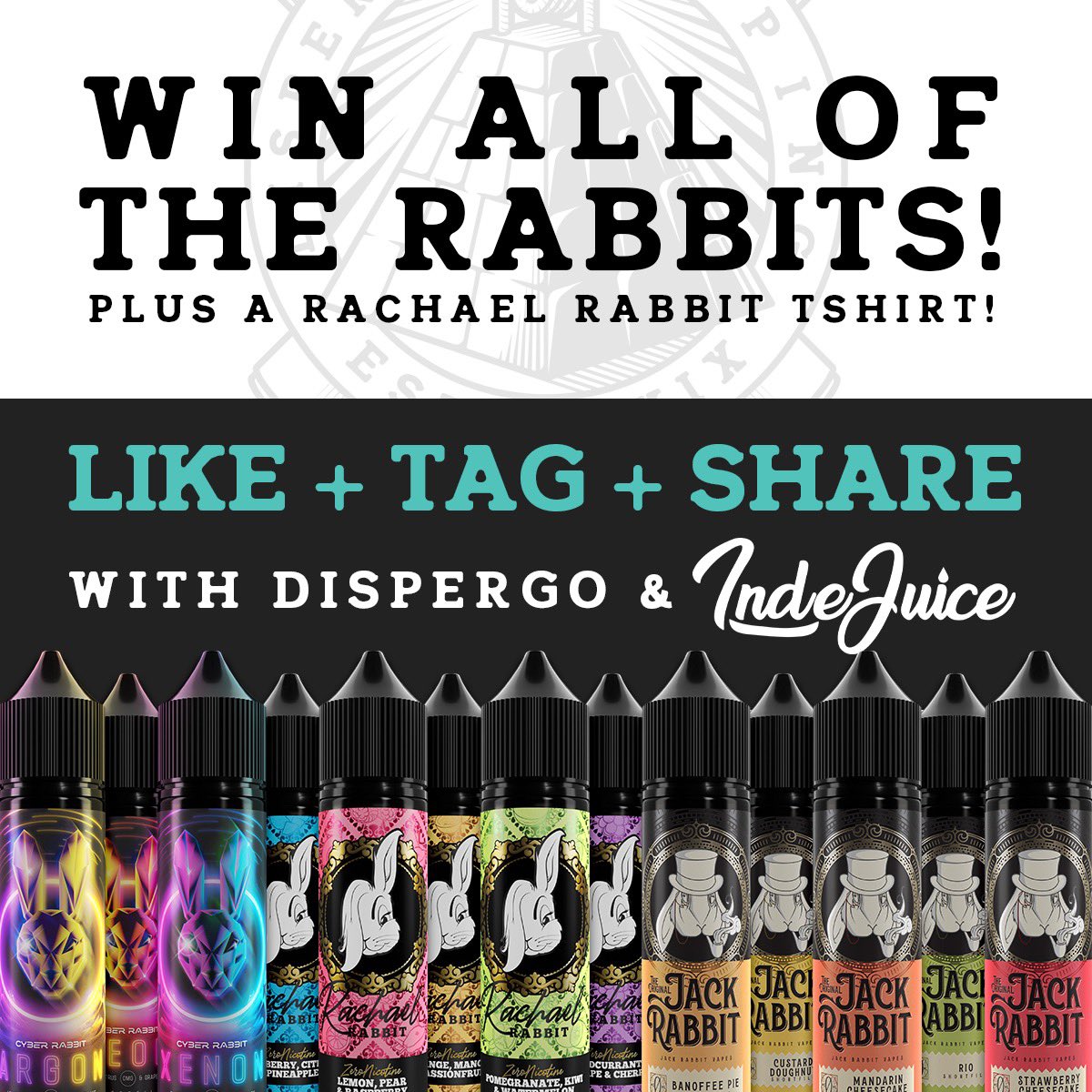 The guys at Dispergo have given 3 winners the opportunity to win the entire Rabbit collection and a tee!

That’s a lot of juice that’s up for grabs just by:

Liking the post
Retweeting
Tagging some friends

Good luck all