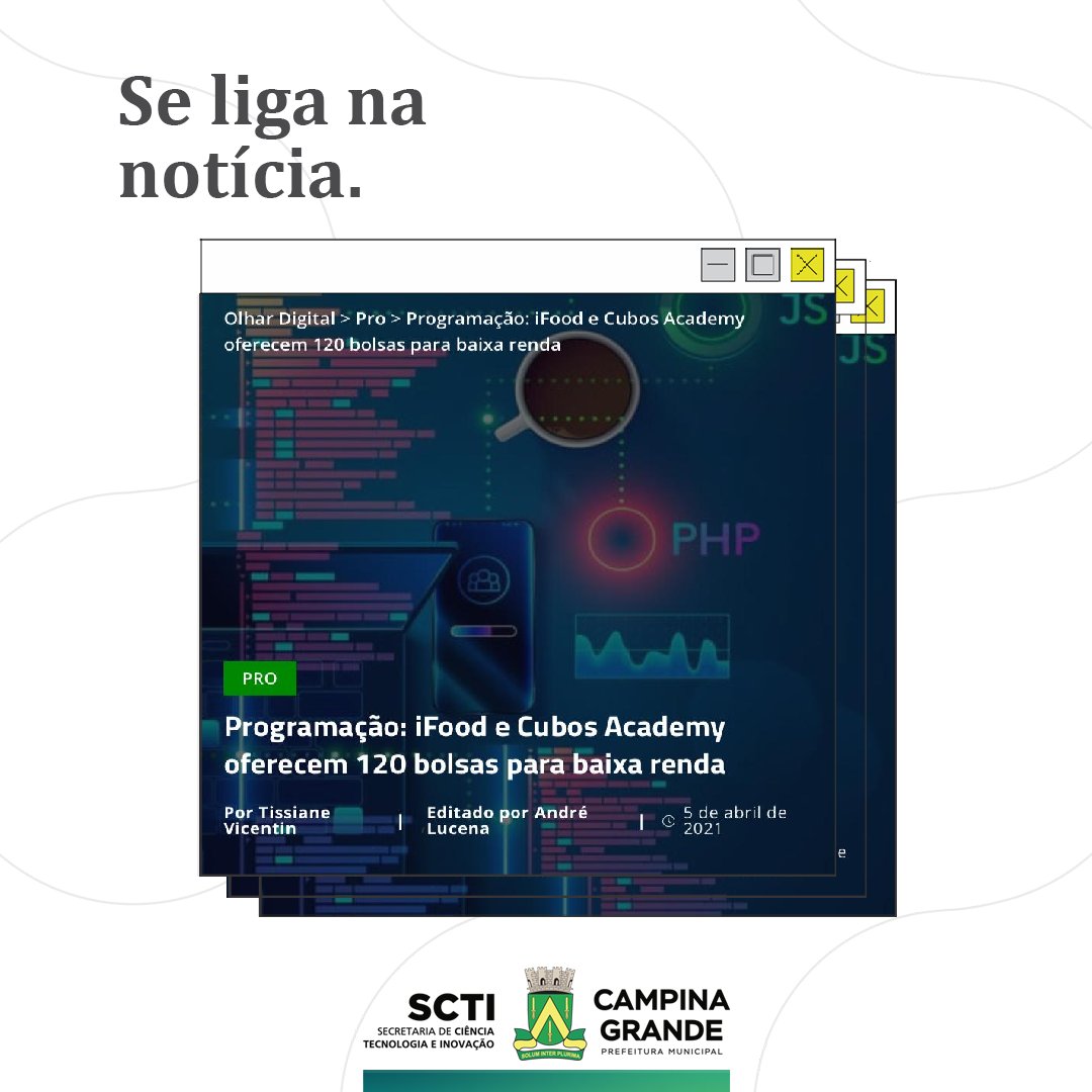 laryalmeidacg's tweet image. Se liga na notícia!
O iFood anunciou na segunda-feira (5) que irá conceder 120 bolsas de estudo integrais para o curso “Programação do Zero”.

Para saber mais, acesse olhardigital.com.br
#PMCG #SCTI #ProgramaçãodoZero #Ifood