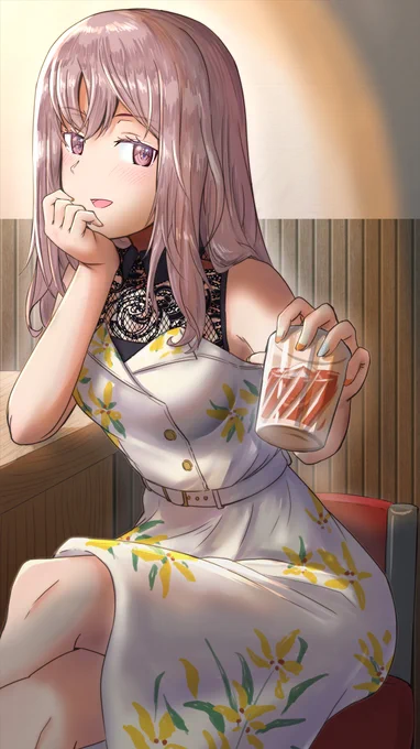 ゆみ「誕生日おめでとうって?」
「この歳になったら、そんなにうれしくないわよ。」
「けど隊長と一緒に飲めるなら少しはいい日になるんじゃない?」
 #アリスギアお絵かき 