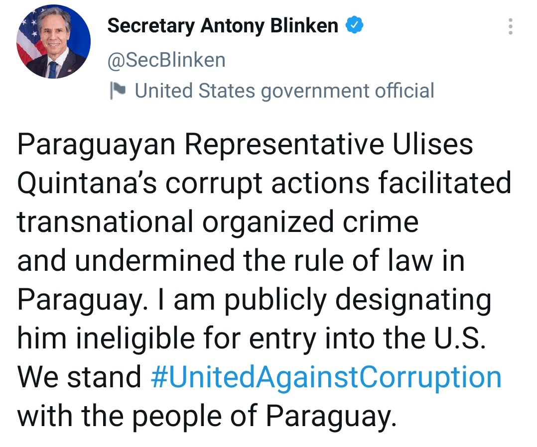 npyoficial's tweet photo. #URGENTE 🚨

♦️ Estados Unidos prohíbe la entrada al diputado Ulises Quintana y a su esposa.

♦️ Sostienen que ambos participaron en "actos significativos de corrupción".

#NPY https://t.co/Ng0KlyINoW
