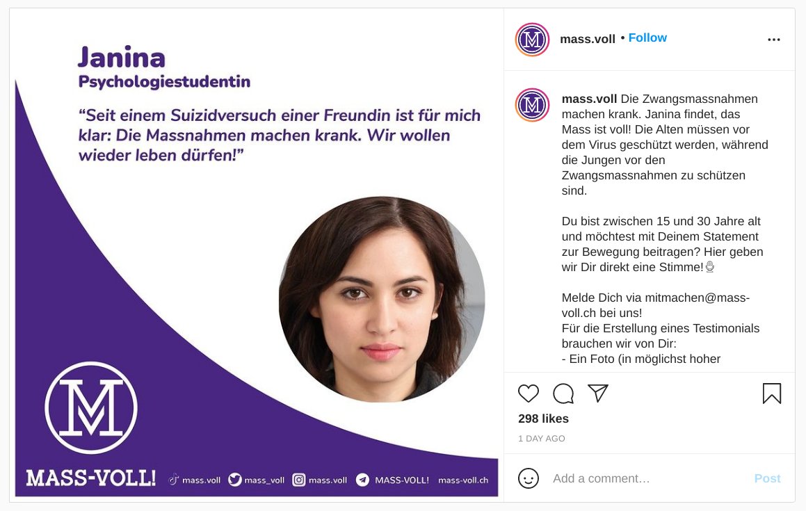 Das ist Janina. Janina hat "Mass-Voll" geschrieben, um ihre Geschichte zu erzählen. "Mass-Voll" hat daraus ein Testimonial gemacht.

Das Problem: Janina existiert nicht. Ihr Bild wurde von einem Computer generiert. Ihre Geschichte ist frei erfunden.

(CN Suizid)