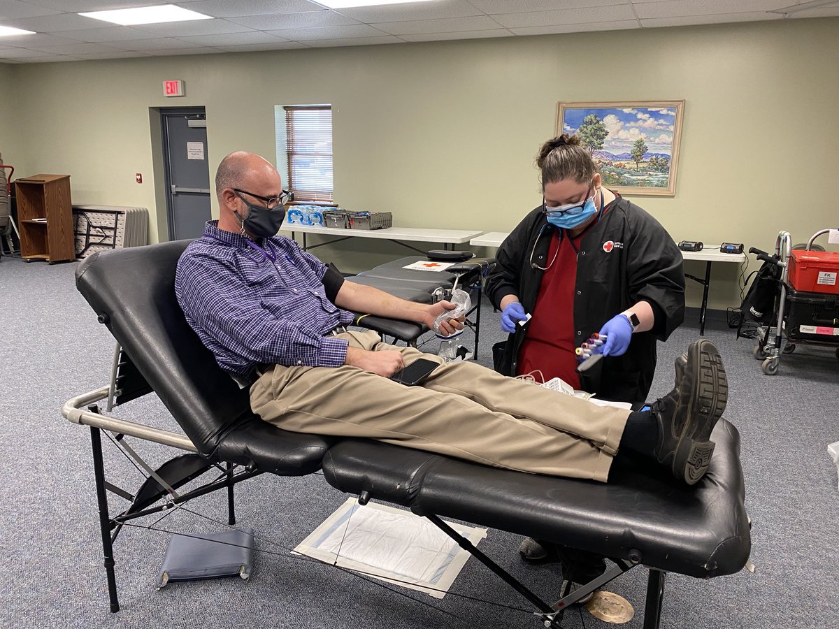 SeSalineSports's tweet photo. Student organized blood drive.  Superintendent Stumpf donates.  #trojansgiveback https://t.co/5AzwXePG5C