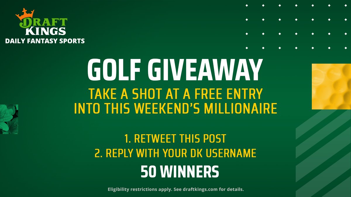 ThePME's tweet image. 🚨🚨 GIVEAWAY 🚨🚨 
 
The Masters is HERE!!!! Take your shot at a FREE ticket into this Thursday’s (4/8) millionaire contest. 
 
To Enter:
Retweet this post
Reply with your DK username
 
50 winners. Ends 4/7 at 12pm ET. 

T&amp;amp;Cs: : dknation.draftkings.com/playbook/2021/…