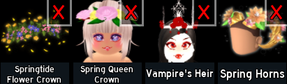 TT38832696's tweet photo. ♡🌺New Crown Hacks🌺♡
♡🌺Springtide Flower Crown+Spring Queen Crown+Vampire's Heir+Spring Horns🌺♡
♡🌺I hope you like this little Crown of nautre🌺♡
#royalehigh @RoyalHighUpdate @iiiBxbbles @ImaGamerGirI @yuki_thealian https://t.co/rC9FB3AVn2