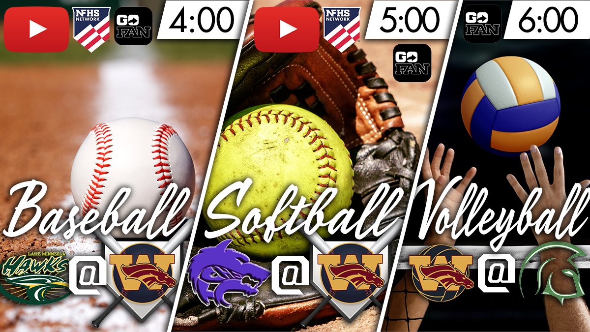 TODAY:
⚾ #WekivaBaseball hosts <a href="/LakeMinneolaHS/">Lake Minneola High</a> at 4:00
🥎<a href="/WekivaSoftball/">Stang Gang</a> hosts <a href="/TC__Athletics/">Timber Creek Athletics</a> at 5:00
🏐#WekivaVolleyball travels to <a href="/goevanstrojans/">Evans Athletics</a>
 at 6

🎟 on <a href="/GoFanHS/">GoFan</a>

⚾🥎📹 Live Side-by-Side on youtu.be/YjnCvDLdwfU &amp; <a href="/NFHSNetwork/">NFHS Network</a>

<a href="/osvarsity/">Sentinel Varsity</a> <a href="/ApopkaJohn/">John Peery</a> <a href="/ApopkaChiefNews/">Apopka Chief newspaper</a>