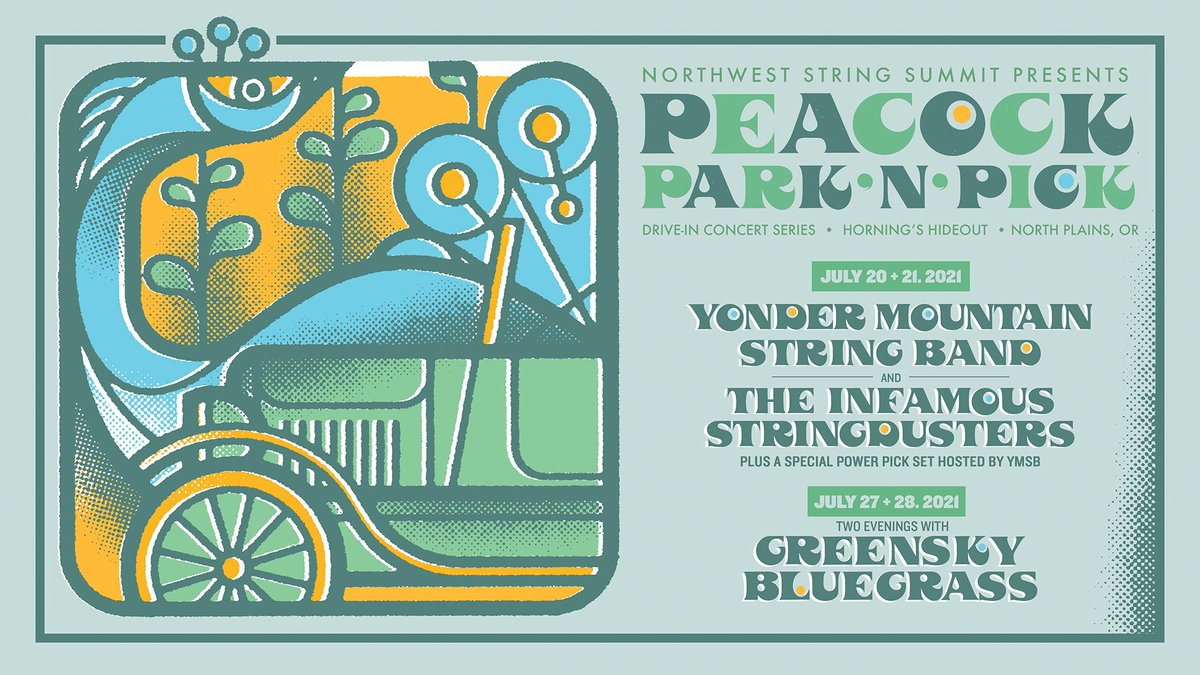 ON SALE NOW! 7.20 + 7.21: Yonder Mountain String Band and The Infamous Stringdusters [Plus a special power pick set hosted by YMSB] 7.27 + 7.28: Two Evenings with Greensky Bluegrass TICKETS: bit.ly/parknpick FAQs: bit.ly/PNPfaqs