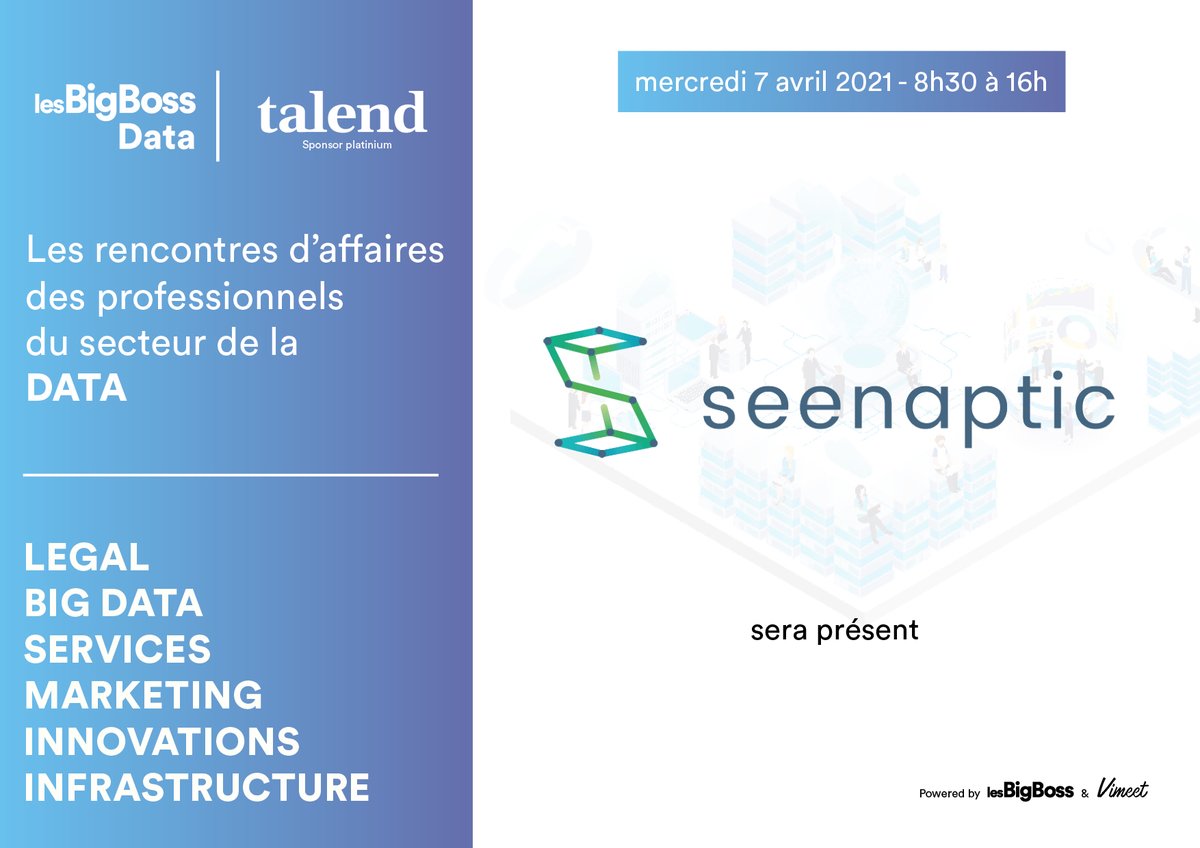 📢 [Événement #lesBigBoss]
Demain se déroule l’événement Data On-line Meeting , organisé par <a href="/lesBigBoss/">sirichai boonmanee</a>.

🎯Seenaptic, sera présent pour rencontrer les acteurs du secteur, échanger sur leurs problématiques et proposer notre solution de Data Quality.

#event #digtiale #LesBigBoss