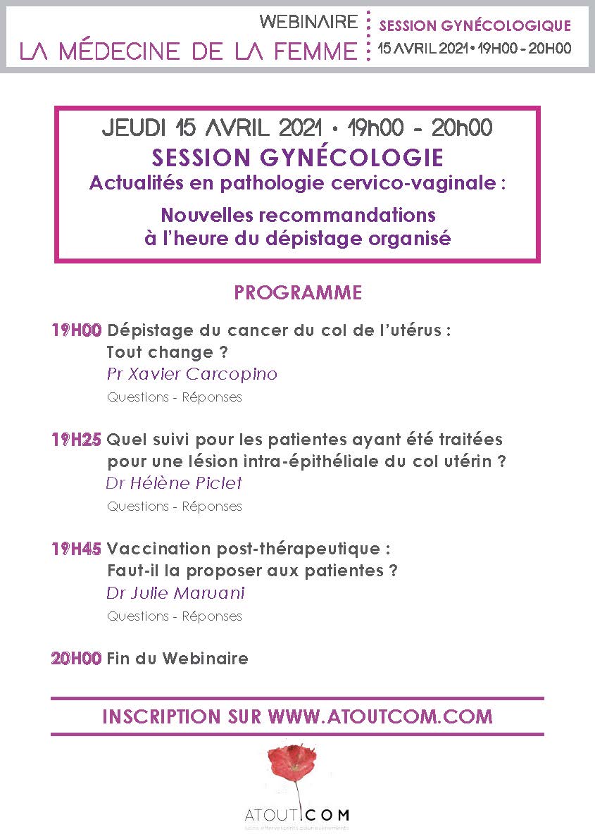 #ÉVÉNEMENT 🗓📌 Webinaire "La médecine de la femme" mercredi 14 et jeudi 15 avril 2021. fr.ap-hm.fr/agenda/webinai… <a href="/leCNGOF/">CNGOF</a> @univamu <a href="/aphm_actu/">AP-HM - Hôpitaux Universitaires de Marseille</a> #APHM #SFMP <a href="/sfcpcv/">SFCPCV</a>