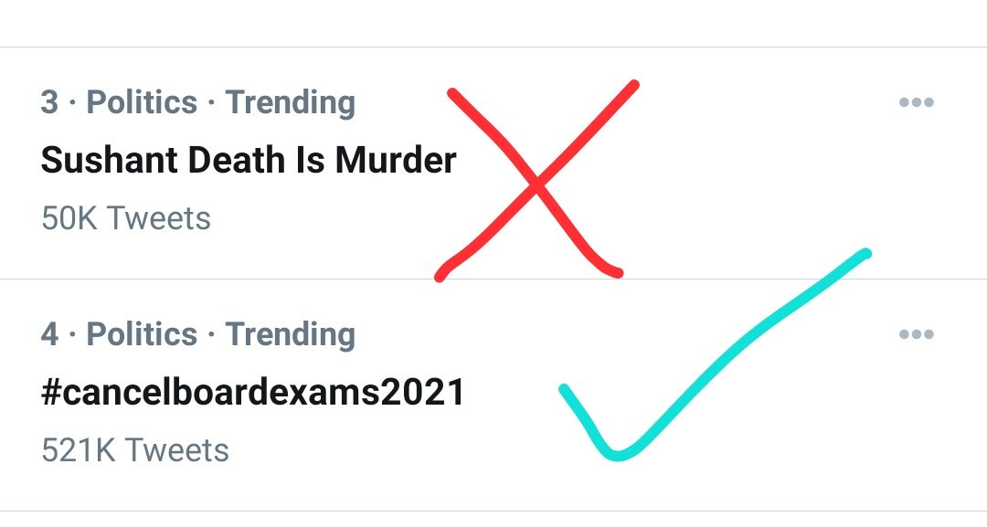 AvineshDisen's tweet photo. What is this 🤦🏻‍♀️ please don't Trend Sushant case . We want to Trend #cancelboardexams2021 students life is important more than Sushant death case. https://t.co/hAWbf4KIDs