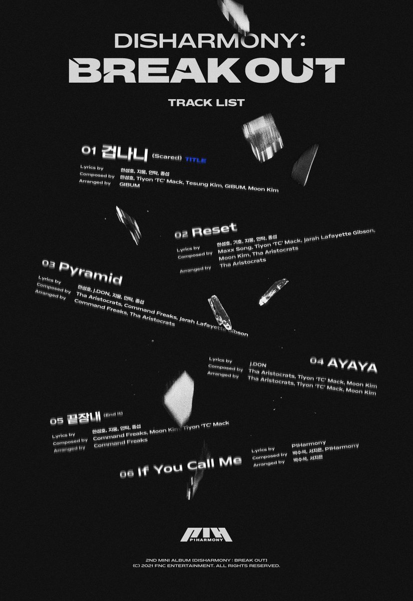 jongseorb's tweet image. Everyone, finally you dropped our second mini album tracklist "DISHARMONY:BREAK OUT" me and also the members participated in writing the lyrics for several songs in this album.