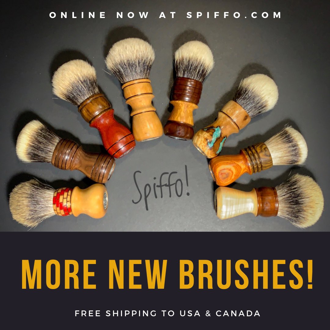 Spiffoman's tweet photo. Several new woodies have just been added to https://t.co/V75WxK360Q and a nice looking bunch they are! #shavingbrush #shavebrush #shavingbrushes #spiffo #shavingculture #spiffoman #shaving #shave #wetshaving #madeinhalifax #halifaxns #oldschoolshaving #dartmouth #novascotia https://t.co/tFnnxEbYUe