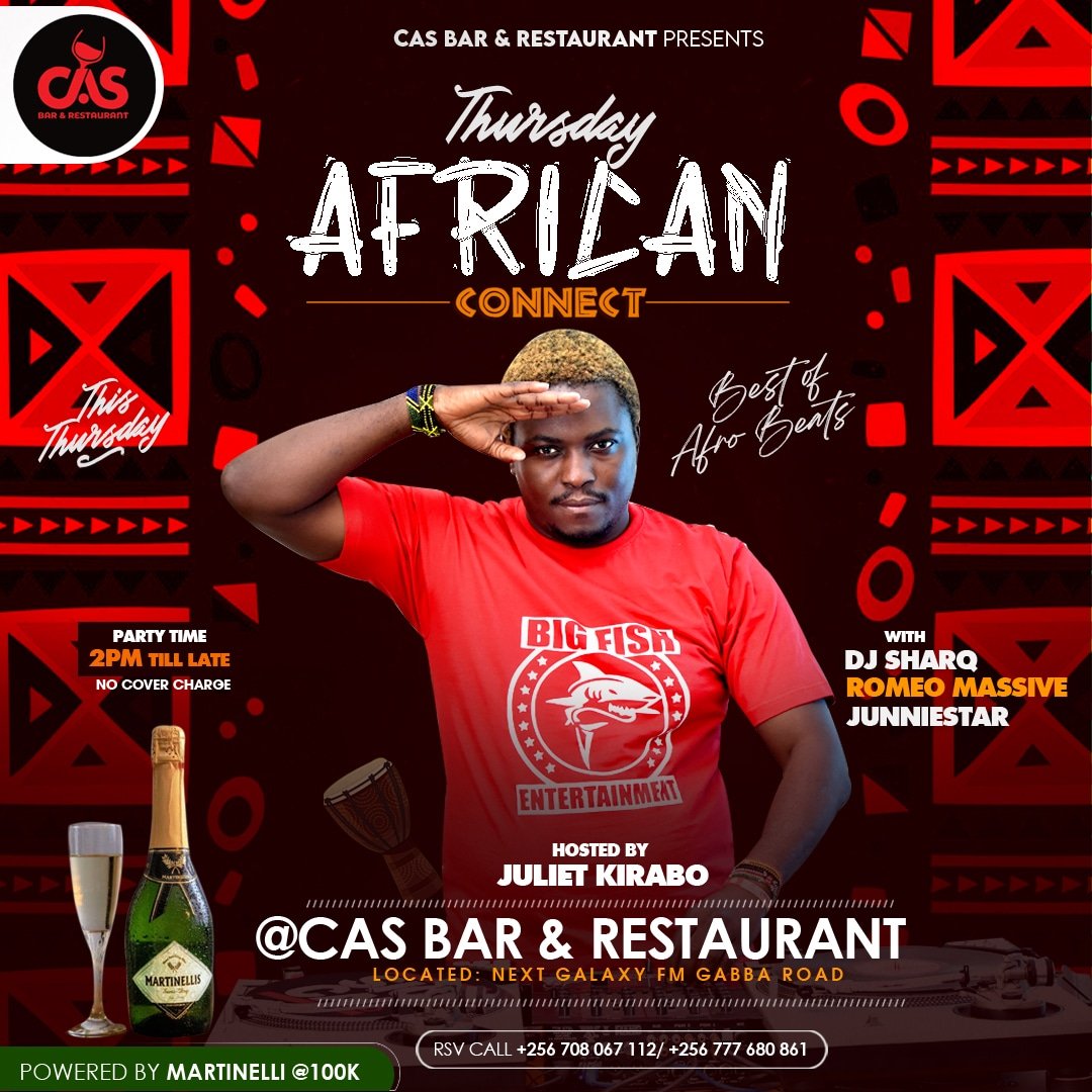 Casbarandresta1's tweet photo. Come be part of the #AfricanConnect we play strictly African Music.
Music mixed by @dj_sharq 
For reservations: 0775141949 / 0708067112 https://t.co/6uJiCtOM7R