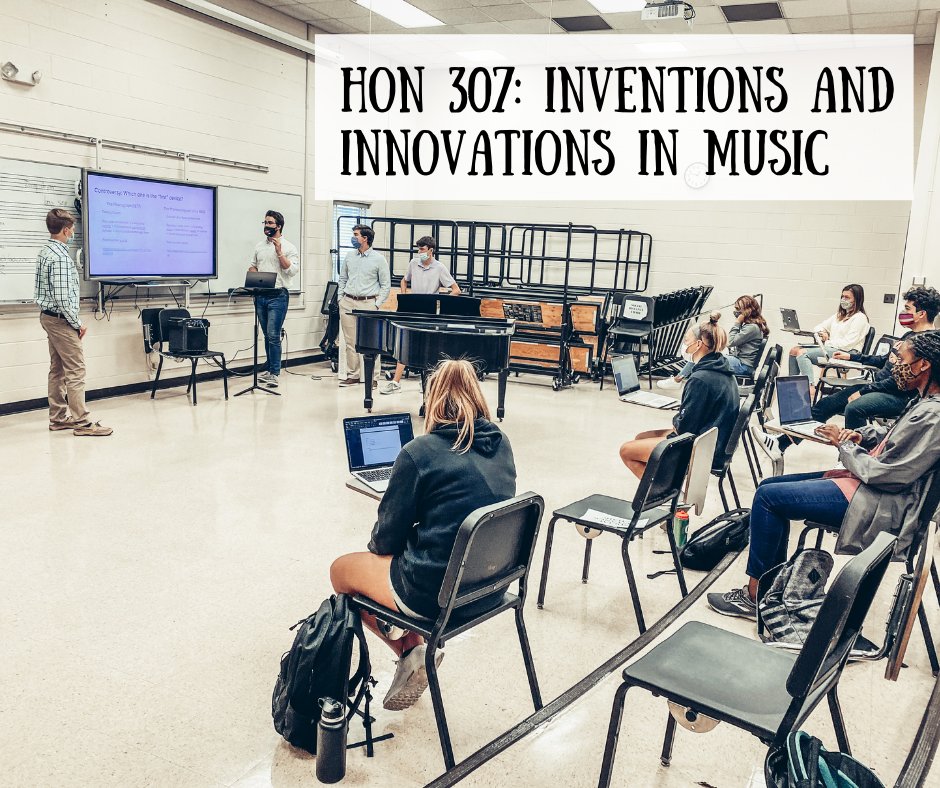 Another #CampbellHonors course this semester is Inventions and Innovations in Music, taught by Dr. Adrien Re. He hopes that students walk away understanding how music technology impacts their lives, and how it has the potential for so much creative promise.
