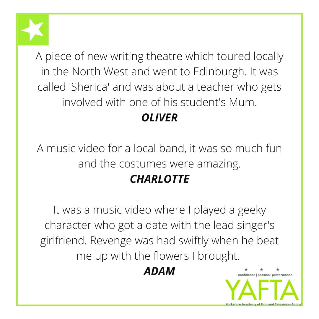 YAFTAUK's tweet image. You always remember your first paid acting role, so we asked our tutors to tell us about theirs!  
#acting #firstroles #actors #teachers #actingteachers #firstactingrole #startingacting #actingstories #howtoact #learntoact #actorslife #actingschool #yorkshireactingschool