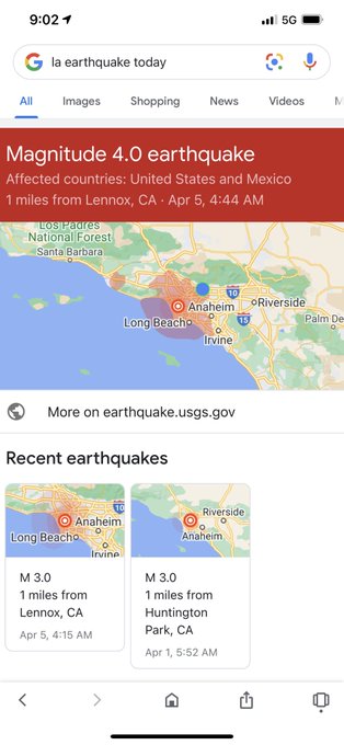 Oh nbd just a casual 4.0 #earthquake at 4:44 am in the 4th month of the year okay nbd #LosAngeles you’re