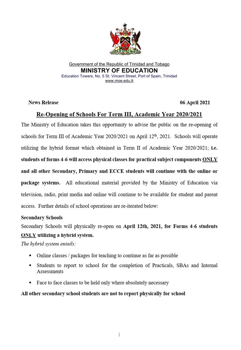 Ministry Of Education Trinidad