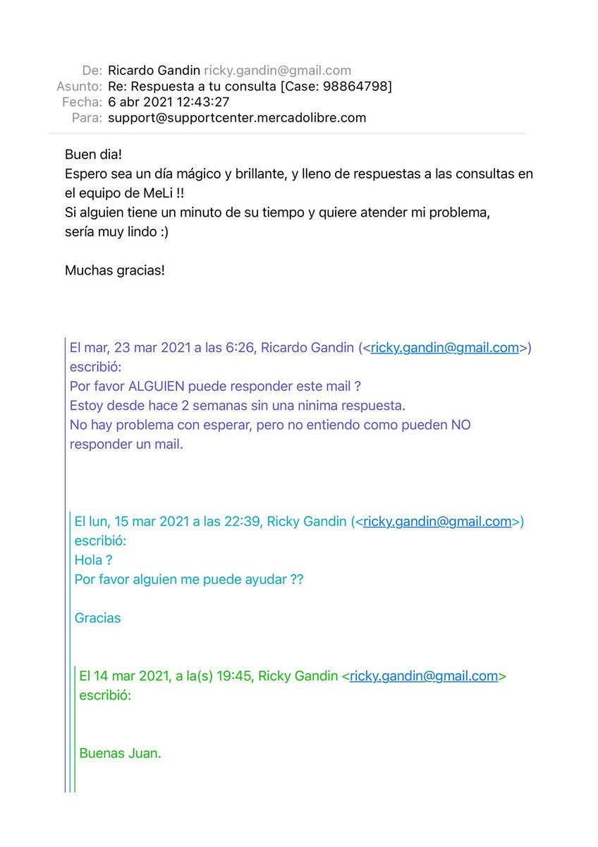 RickyGandin's tweet photo. @ML_Ayuda @ML_Argentina @marcos_galperin 
Les juro que estoy mas interesado en saber cual es el beneficio corporativo de no responder (son un modelo a seguir y confio en que si aplican este modelo de soporte es por algo), mas que en solucionar mi problema.
Me explican ?? https://t.co/EVFE2e3p1P