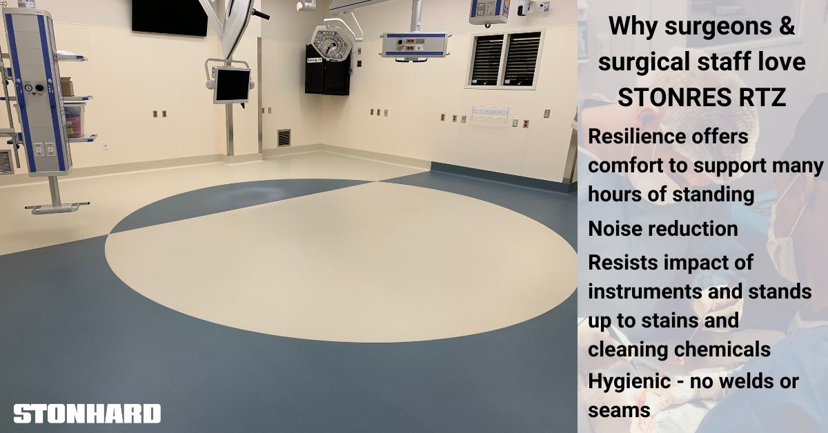 Learn about Stonres RTZ on our website. Everything from floor features, color options, product data, case studies, photos, and an interactive color visualizer!
ow.ly/32Lv50EhR0r

#operatingroom #healthcaredesign #commercialflooring  #surgical #surgeons #surgicalstaff