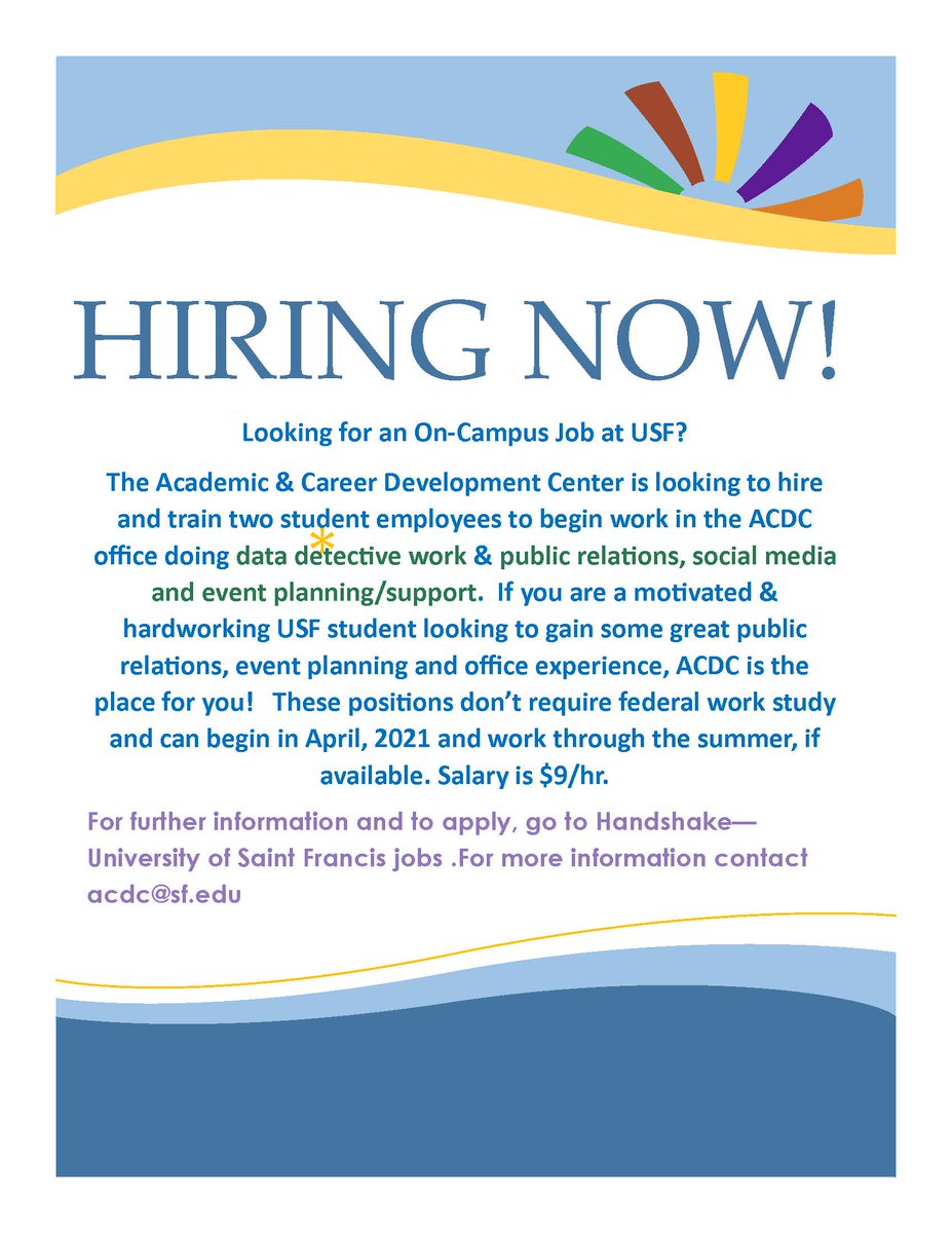 🚨Internship Opportunity🚨
ACDC is looking to hire &amp; train 2 new interns. These positions are open to all majors, work-study eligible and non-eligible students! 

Application 🔗bit.ly/3fNZyTV
Check out the job description ⬇️