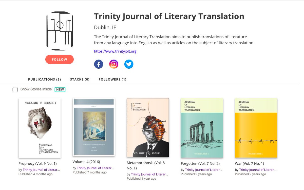 Trinity College Dublin's Journal of Literary Translation is hiring! If you're studying <a href="/tcddublin/">Trinity College Dublin</a> in 2021/21 please check out our editorial jobs trinityjolt.org/vacancies. If you're just a fan of great literature in translation, read past issues for free at trinityjolt.org