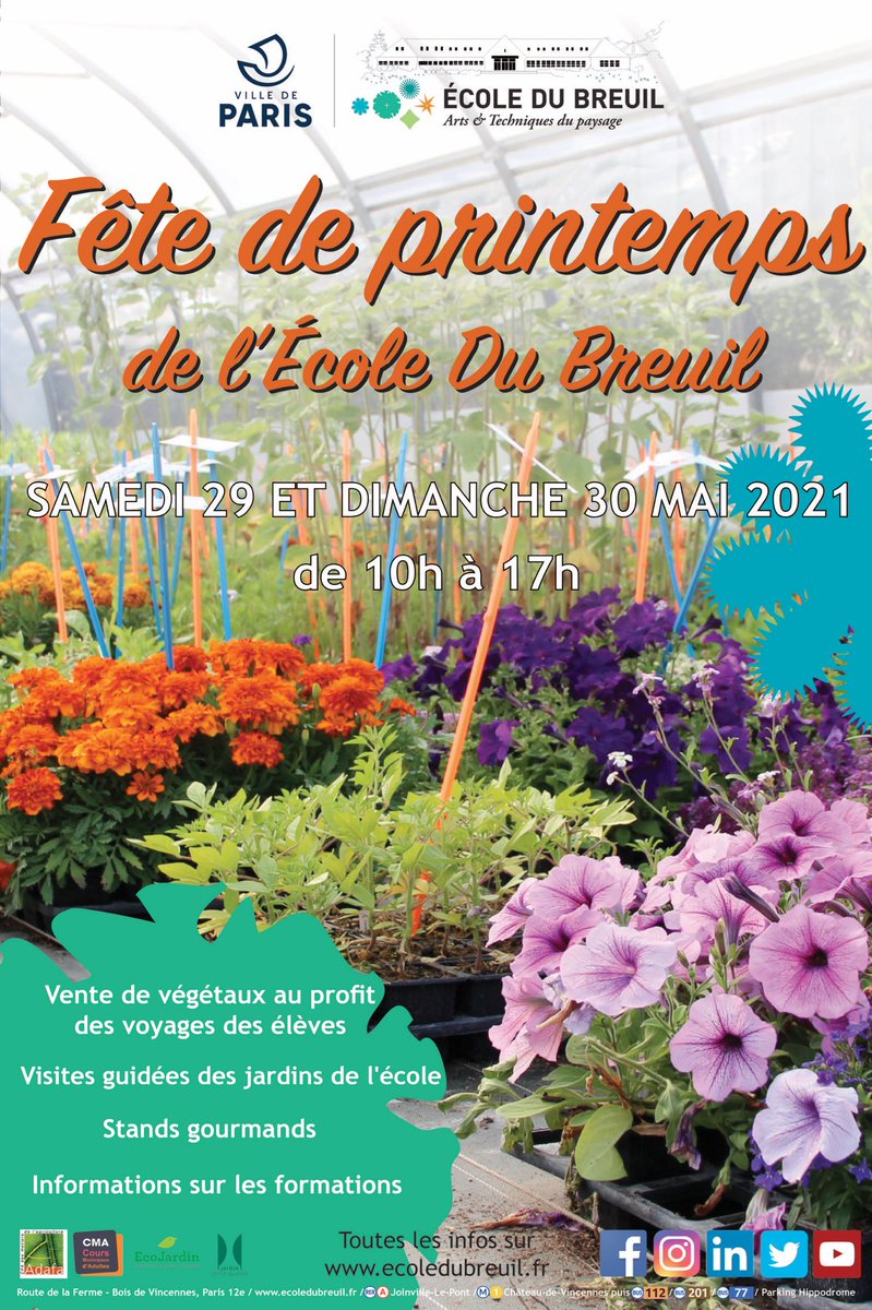 EcoleDuBreuil's tweet photo. Le samedi 29 et le dimanche 30 mai rendez-vous à la fête de printemps de l’École Du Breuil 🌱
•Vente de végétaux au profit des voyages des élèves  
•Visites guidées des jardins de l’école
•Stands gourmands
•Informations sur les formations

📷 Justine Tarron https://t.co/dQvsf3B1lL