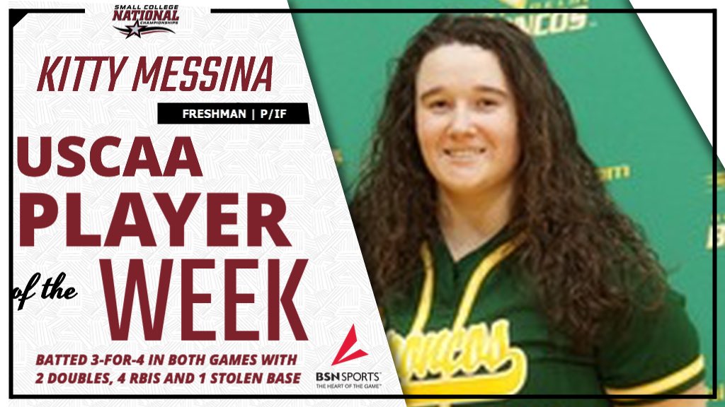 USCAA's tweet photo. USCAA announces Player of the Week sponsored by BSN Sports! 🏀🥎⚾️
Check out the link in the bio for full listing! 
#USCAA #PlayeroftheWeek https://t.co/B3NQ3n8Jwz