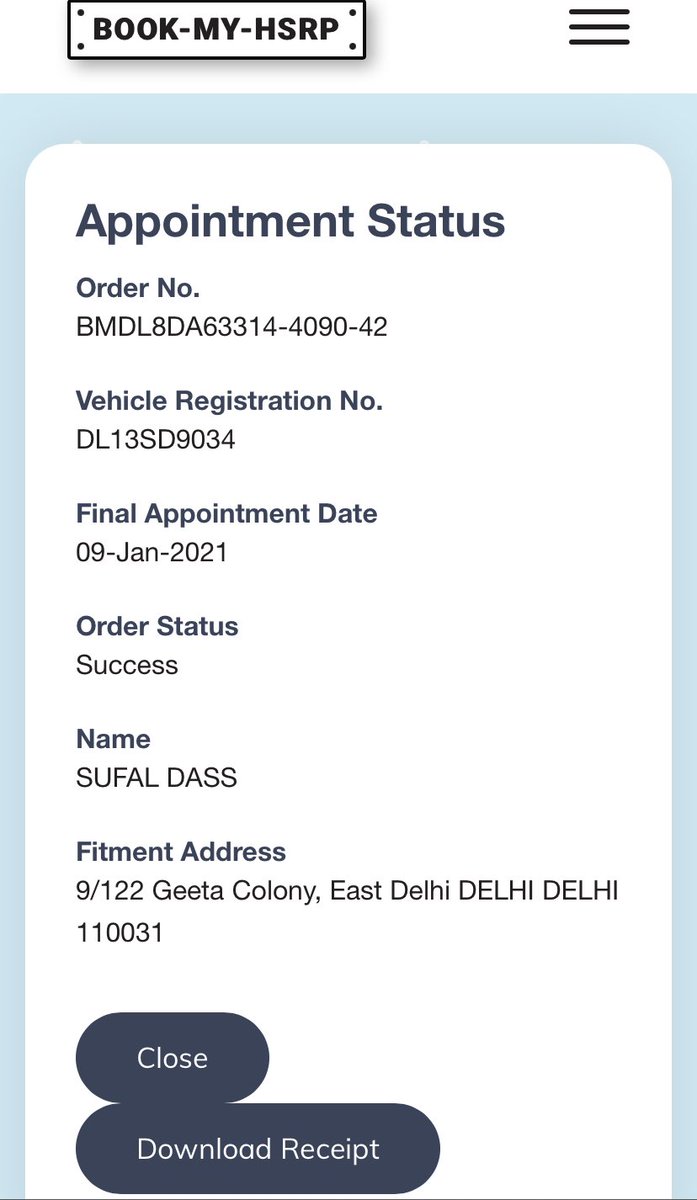 SomaDass2's tweet photo. #hsrpdelhi @nitin_gadkari @CMODelhi 

I have registered for hsrp in January.
Order no: BMDL8DA63314-4090-42
Paid extra amount for home delivery but nobody came till date. I have send mails many times but nobody responded. It shows success in delivery status. https://t.co/AIromevtC6