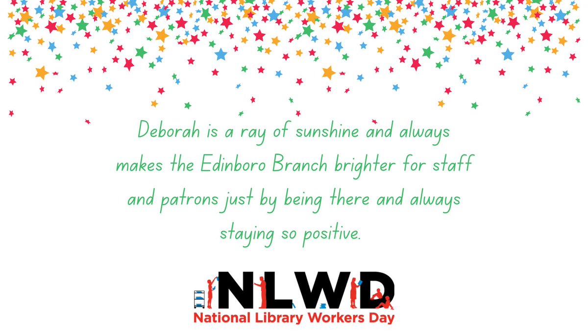 ErieLibrary's tweet image. Nominate a star library worker at surveymonkey.com/r/SubmitAStarf…
#NLWD21 #NationalLibraryWeek