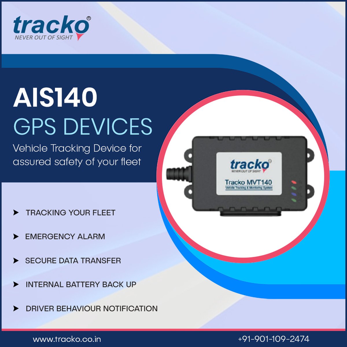 trackocoin's tweet photo. Make a smart move and equip your fleet with #Tracko MVT140. It follows all the #AIS140 standards with #IRNSS to make your #fleet safe &amp; efficient.

For details:
https://t.co/iaaoHbZWKf
+91-901-109-2474

#GPS #GPSTracker #LiveTracking #FleetManagement #SOS #FuelSensor https://t.co/rUvZpm7wqx