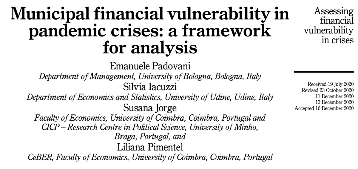 emanuelepdvn's tweet photo. How #pandemic #crises affect the #financialvulnerability of #municipalities? The dimensions of analysis (OA article) https://t.co/npZjD2eB6r https://t.co/SlARUuxRJ6