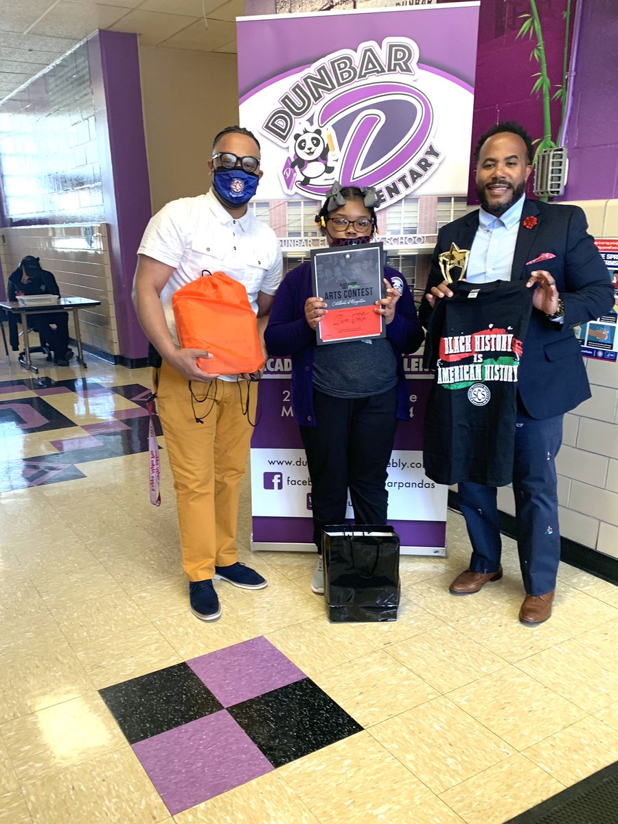We had a great day as we continue to celebrate our students that performed worthwhile work in our “Black History and I Matter Because..” fine arts contest. This jewel of a fourth grader was happy to represent Dunbar Elementary.