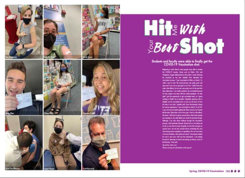 If you are still working on pages, I absolutely LOVE this spread from North Broward Prep on teachers AND students who are getting vaccinated. What a final spread for your 2021 yearbook. Way to go Mr. Miller and the North Broward Team!
