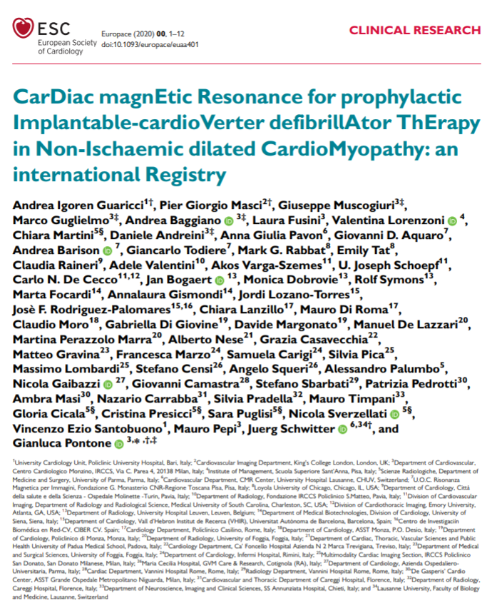 Monzino Cardiovascular Imaging Department (@monzinoimaging) on Twitter photo Dr. Gianluca Pontone invites you to read the results of the DERIVATE study on Europace!
pubmed.ncbi.nlm.nih.gov/33792661/
#WhyCMR
<a href="/gpontone1/">Gianluca Pontone</a> <a href="/CCMonzino/">C. C. Monzino</a> <a href="/GiuseppeMuscog/">Giuseppe Muscogiuri</a> <a href="/MarcoGuglielmo/">Marco Guglielmo MD, FEACVI, FSCCT</a> <a href="/AndreBaggi/">Andrea Baggiano</a> <a href="/LaFusini/">Laura Fusini</a> Dr. Gianluca Pontone invites you to read the results of the DERIVATE study on Europace!
pubmed.ncbi.nlm.nih.gov/33792661/
#WhyCMR
<a href="/gpontone1/">Gianluca Pontone</a> <a href="/CCMonzino/">C. C. Monzino</a> <a href="/GiuseppeMuscog/">Giuseppe Muscogiuri</a> <a href="/MarcoGuglielmo/">Marco Guglielmo MD, FEACVI, FSCCT</a> <a href="/AndreBaggi/">Andrea Baggiano</a> <a href="/LaFusini/">Laura Fusini</a>