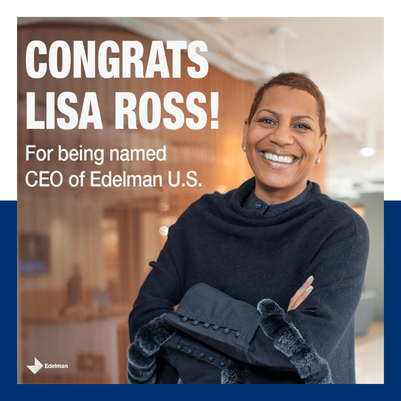EdelmanPR's tweet photo. We are proud to announce that @LisaRossDC is now CEO of our U.S. operations. In her new role, Lisa will oversee our firm’s largest region comprised of 13 offices and over 2,000 employees.