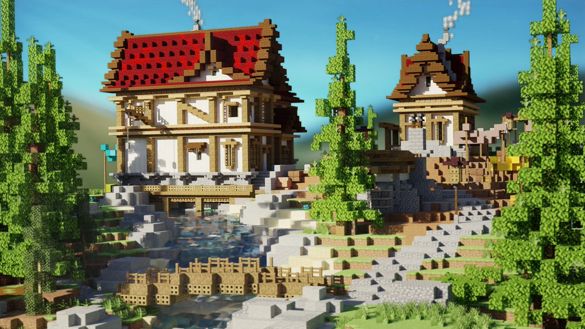 EinHonigtee's tweet image. Here is a small spawn i made 

Build by @EinHonigtee 
Render by @YitzuBuilds 

#Minecraft #minecraft建築コミュ