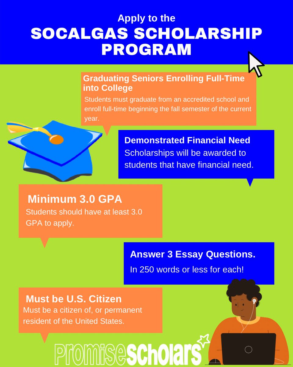 Calling all seniors! Apply to the SoCalGas Scholarship Program. You could get a $5000 scholarship! Link to app in bio. Applications should be turned directly into your schools (CHS - Mr. Gundrum, MHS - Ms. Cornejo, OHS - Ms. Morales) by 4/29. DM us for help!
