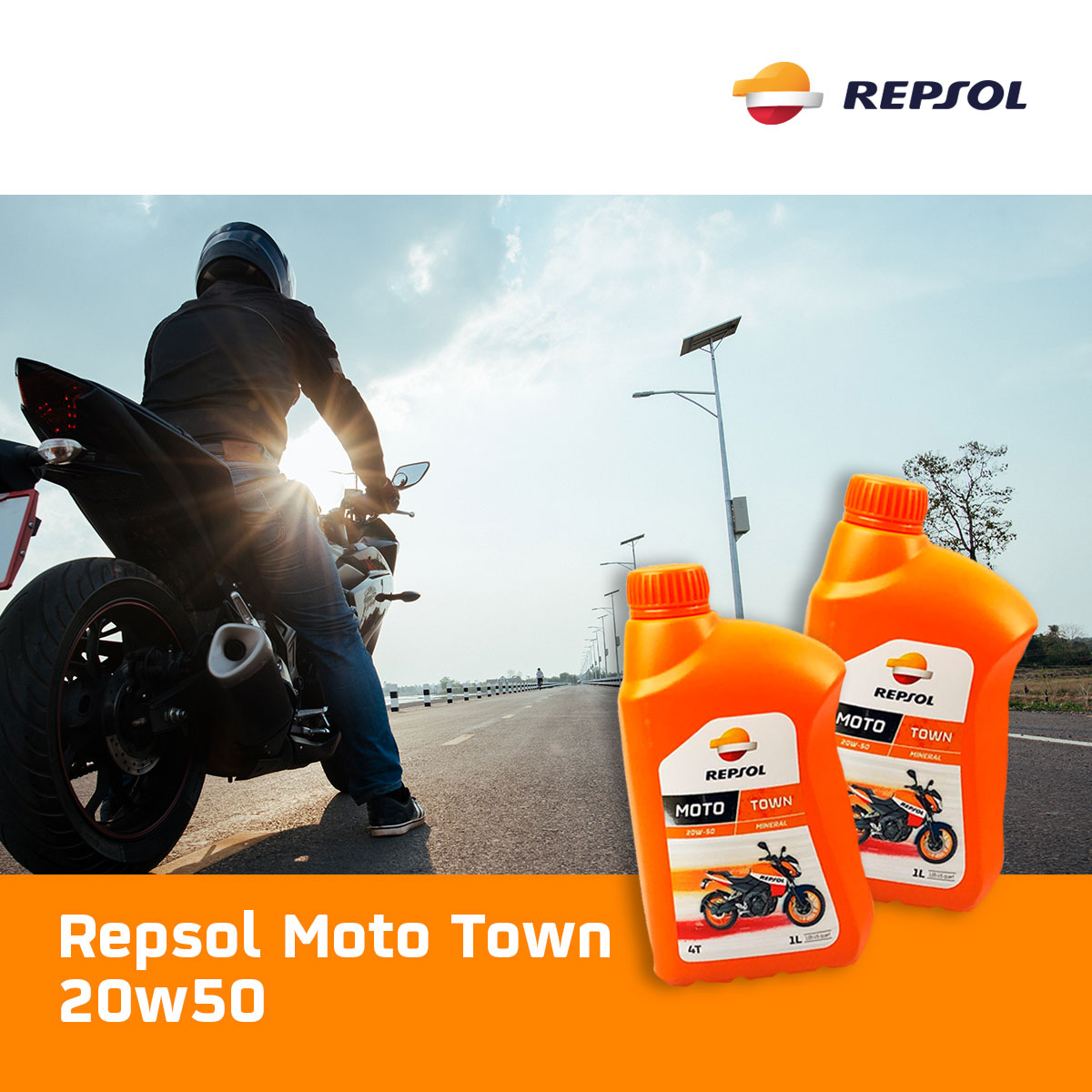 RepsolGuatemala's tweet photo. Recorre todos los  kilómetros que desees sin preocuparte por la pérdida de rendimiento o el desgaste prematuro, utilizando Repsol Moto Town 20w50 ya que te ayuda a realizar largos trayectos con toda tranquilidad. https://t.co/ZpSx1DsFDe