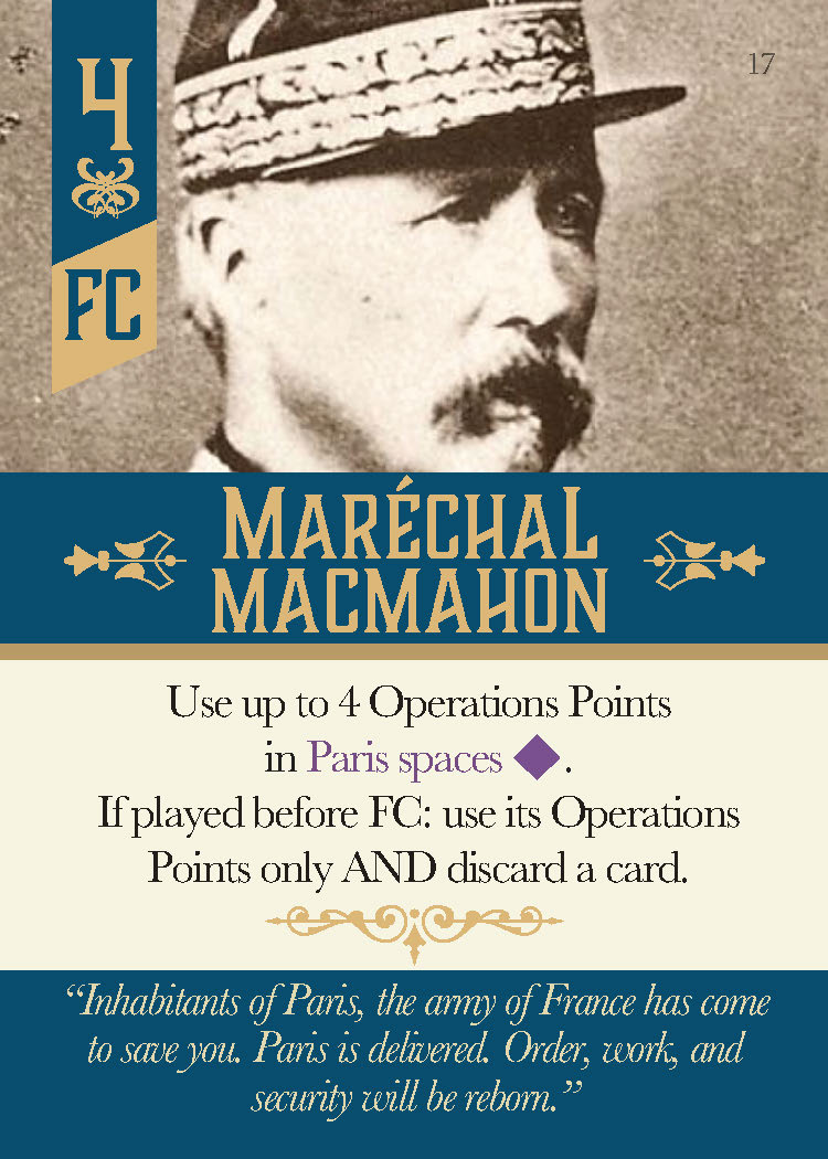 fredserval's tweet photo. Let's have a look at one of the most powerful cards in #RFOP (poke @gmtgames): Maréchal MacMahon! The Duke of Magenta was one of France’s most renowned soldiers. He supported Bazaine in leading the French army in the Franco-Prussian War. https://t.co/WVrAS8r8hj
